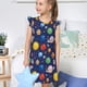 thumbnail image 4 of Balery Space Planet Camisón de princesa para niñas, pijama de algodón con mangas abullonadas, suave y bonito.-Medium, 4 of 6