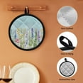 thumbnail image 6 of ZIATUBLES 2 PCS Pot Holders Heat Resistant with Soft Cotton-Like Lining Hot Pads Non-Slip Washable Grip for Kitchen Cooking Baking 8 Inch Round Counter Decor, Floral Pale Blue, 6 of 7