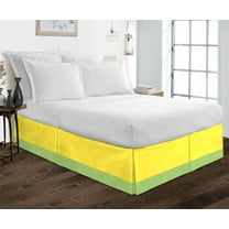 D.N.G. BEDDINGS 1 Piece Split Corner Two Tone Tailored Bed Skirt, California King Size 10 Inch Deep Pocket, 800 Thread Count, 100% Egyptian Cotton, Solid Yellow/Sage Color.