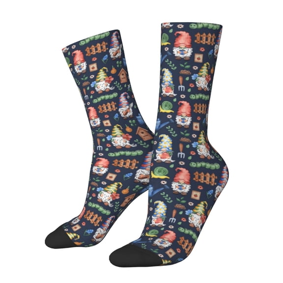 Logiee Garden Gnomes Print Adult Socks for Men & Women,Calf Socks, Ankle Socks,Boots Socks,Breathable Casual Sock,Unisex Crew Socks