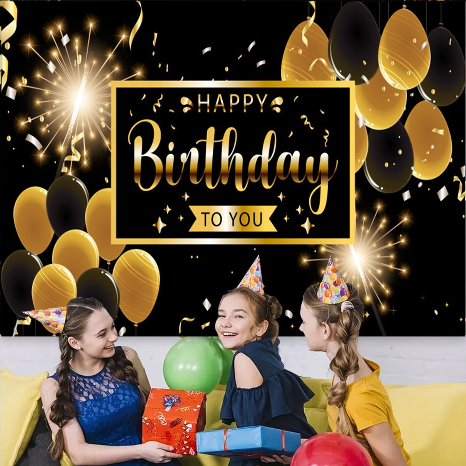 Banderole Joyeux Anniversaire Avec Ballons - Décoration Fête 30cm Blanc Garçon Fille Homme Femme