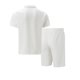 thumbnail image 5 of Conjunto de Pantalones Cortos para Hombre 2 Piezas Trajes de Color Sólido Medio Cremallera Camiseta Solapa, Traje de Pantalones Cortos de Ocio, 5 of 5