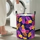 thumbnail image 5 of Fotbe Purple Flower Cesto de Ropa con Asas, Cesto Impermeable de Gran Capacidad, Bolsa de Lavado para Dormitorio, Cesto de Ropa con Ruedas y Asas-Small, 5 of 6