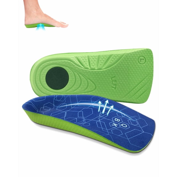 Achilles Tendonitis Relief, QBK Metatarsalgia Insole for Plantar Fasciitis, O/X-Legs, Flat Feet, Overpronation, Heel Spurs, Men & Women Daily Use M Multicolor