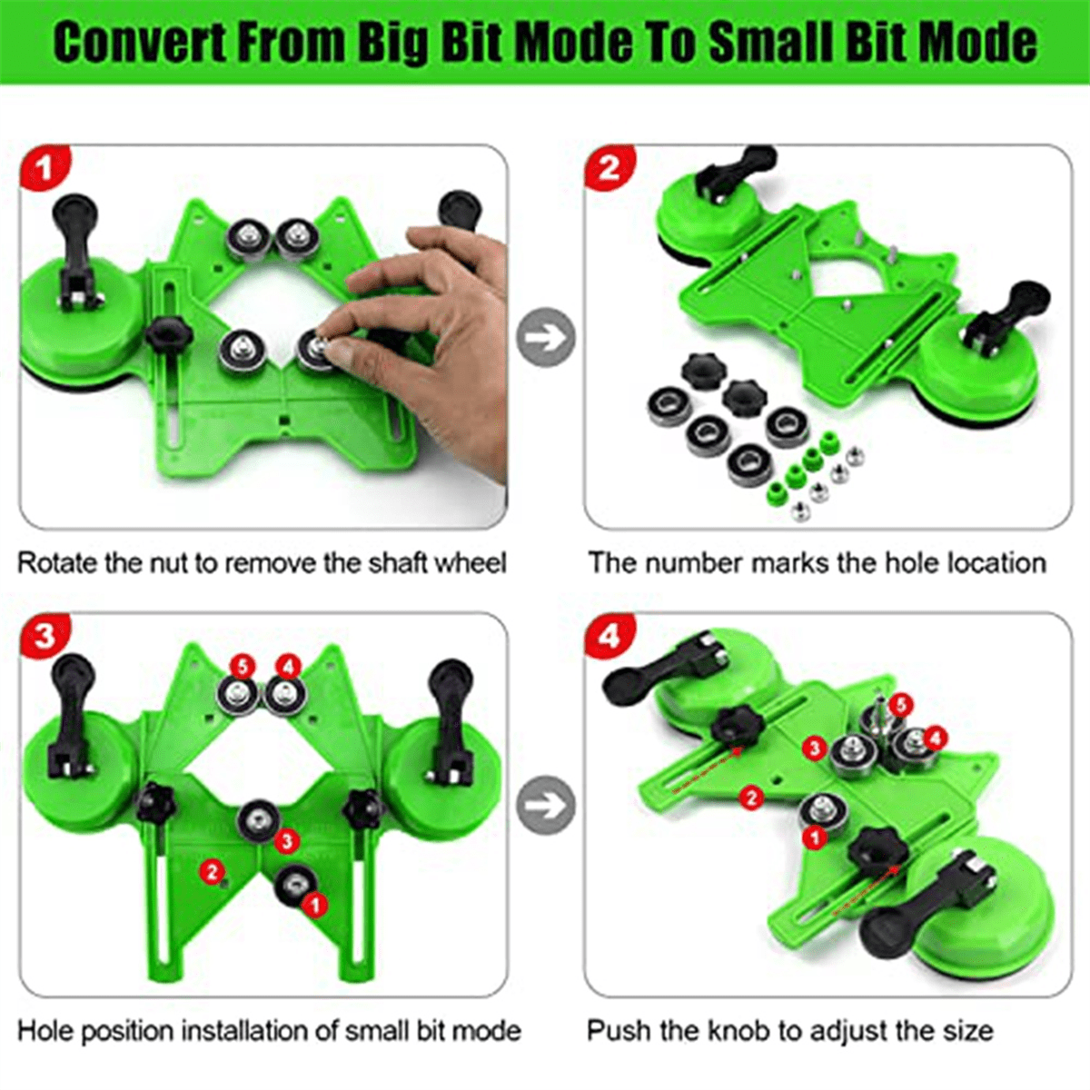Diamond Hole Saw Kit 17PCS Drill Bits Sets with Double Suction Cups Guide Jig Fixture From 4mm-83mm Hollow Drill Set