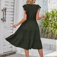 thumbnail image 4 of Vestidos midi Vestido de mujer de una línea sin mangas con cuello en V vestido largo suave para cóctel (verde oscuro L) Ygjytge para Mujer Verde oscuro T S, 4 of 7