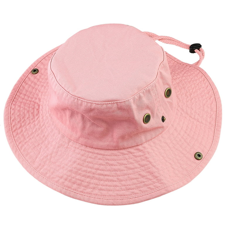 Falari Wide Brim Hiking Fishing Safari Boonie Bucket Hats 100% Cotton UV Sun Protection for Men Women Outdoor Activities S/M Pink, adult Unisex, Size