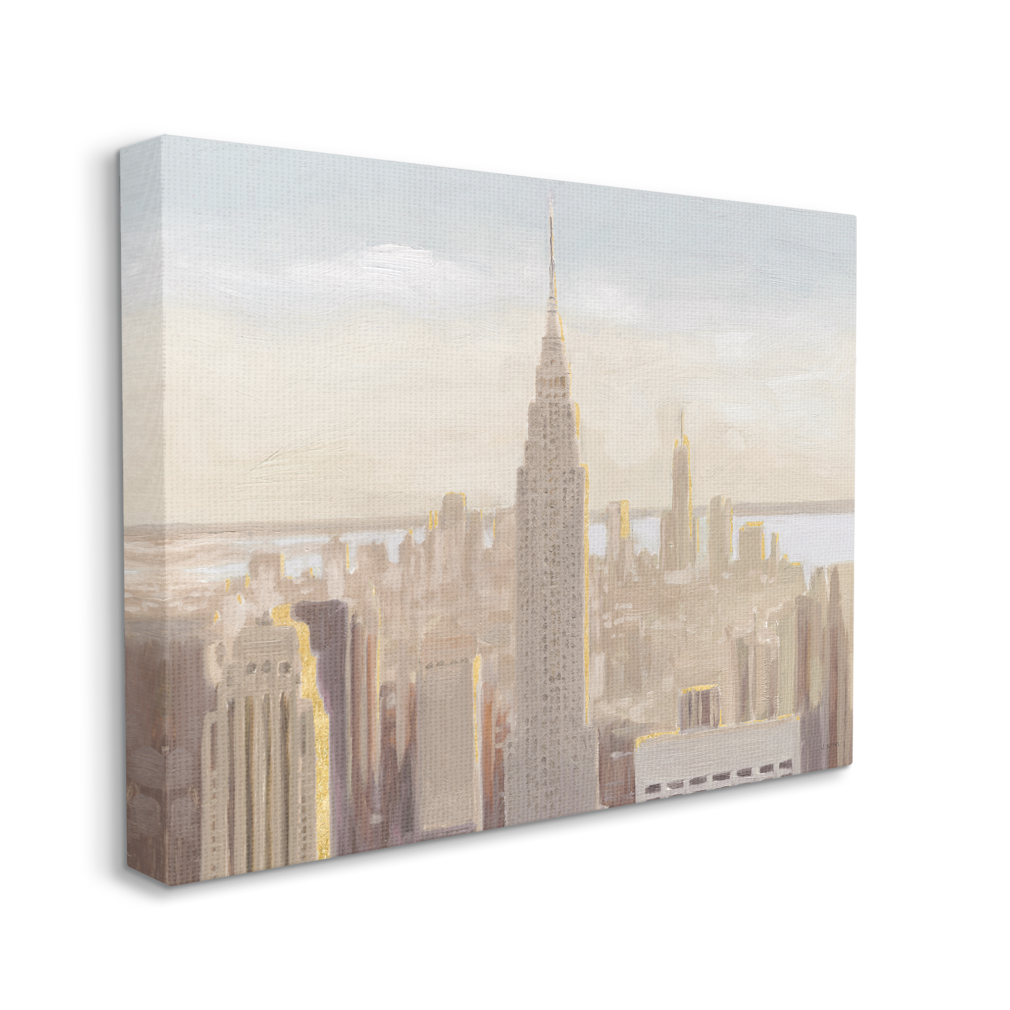 Stupell Industries Manhattan Dawn Painting Travel & Places Painting Gallery Wrapped Canvas Print Wall Art, 40 x 30