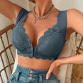 thumbnail image 5 of Nfurl Front Closure Bras for Women Wireless Full Coverage Front Clasp Push up Bra Support Lace Bralettes no Wire Anti Sagging Lift Bras Navy,XXL, 5 of 9