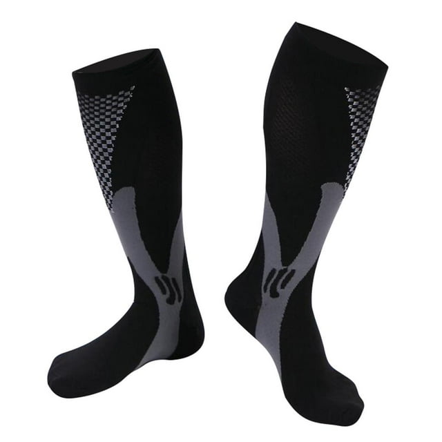 Calcetines de compresión deportivos para hombre y mujer, unisex, con mangas para zapatillas. Negro S-M
