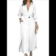 thumbnail image 1 of Vestido Maxi Informal de Otoño para Mujer, con Solapa, Abertura, Antiarrugas, y Bolsillos para Vacaciones Cremoso M, 1 of 5