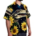 thumbnail image 2 of Crocodile Starry Sky Sunflower Men's Poplin Shirt, Casual Short Sleeve Printed Button Down Summer Beach Unisex Shirts, 2 of 6