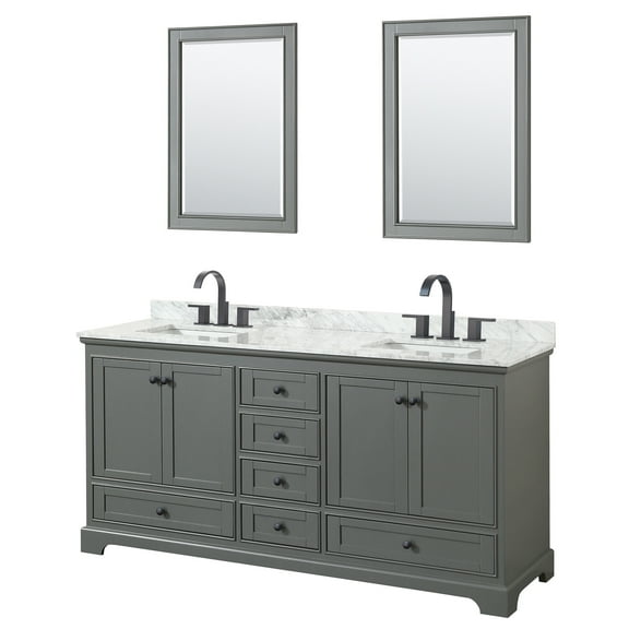 Wyndham Collection WCS202072DGBCMUNSM24 Deborah 72" Free Standing Double Vanity Set - Dark