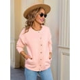 thumbnail image 2 of Osfvolr Long Sleeve Crewneck Button Down Womens Sweaters Fall Open Front Cardigan Sweaters for Women 2025 Pink M, 2 of 8