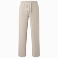 thumbnail image 5 of 7-8T Boys Fall Winter Fleece Straight Leg Sweatpants Elastic Drawstring Waist Open Bottom Joggers with Pockets Casual Loose Pants Kids Daily School Outdoor Sports Size 5-16T,Khaki, 5 of 5