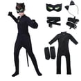 thumbnail image 1 of Disfraz de gato negro para niños, traje de Cosplay de Noel con máscara, oreja y cola, 1 of 4