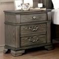 thumbnail image 2 of Traditional Antique Gray Solid wood 5pc Bedroom Set Queen Size Bed Dresser 2x Nightstands Chest Reeded Posts HB FB (NO MIRROR), 2 of 8