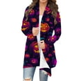 thumbnail image 2 of FDGIU Women's Halloween Cardigan 2025 - Printed Open Front Long Sleeve Cover-Up, Lightweight Crochet Fall Coat, Medium Length Coat Casual, 2 of 6