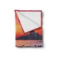 thumbnail image 2 of Ocean Soft Flannel Fleece Throw Blanket, Digital Photo of Sunrise over the Sea with Stones and Cliffs Idyllic Spot, Cozy Plush for Indoor and Outdoor Use, 60" x 80", Orange Yellow, by Ambesonne, 2 of 5
