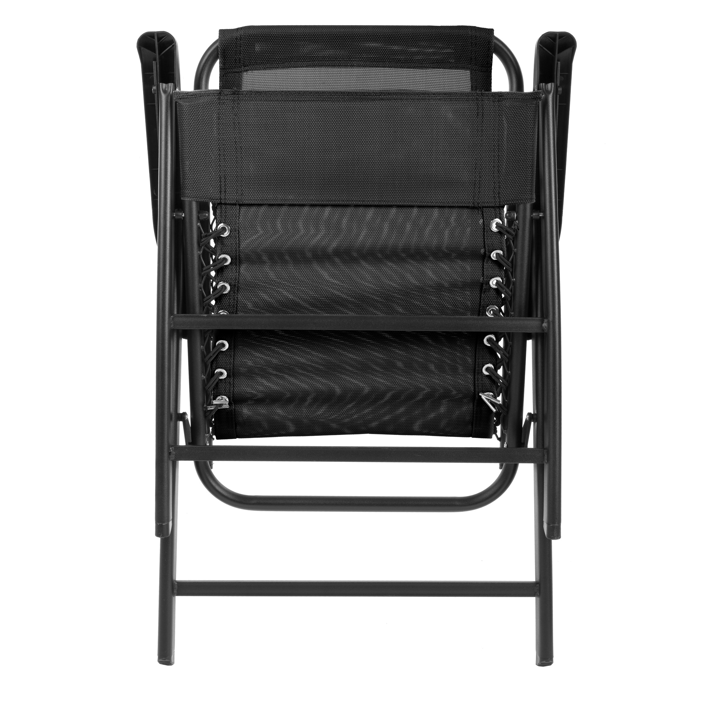 Suspension Folding Chair for Indoor/Outdoor Use- Portable Armchair with Durable Frame for Sport Events, Patio, Beach and More by Pure Garden (Black)