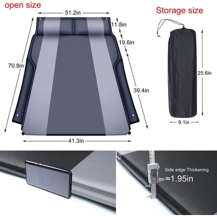 Automatic SUV Air Mattress - Self-Inflating Sleeping Pad for Car Camping or Tent Camping