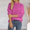 thumbnail image 3 of Vedolay Cropped Sweater Women's Fashion Fall Sweaters Ruffle Neck Knit Pullover Cute Tops,Hot Pink XXL, 3 of 4