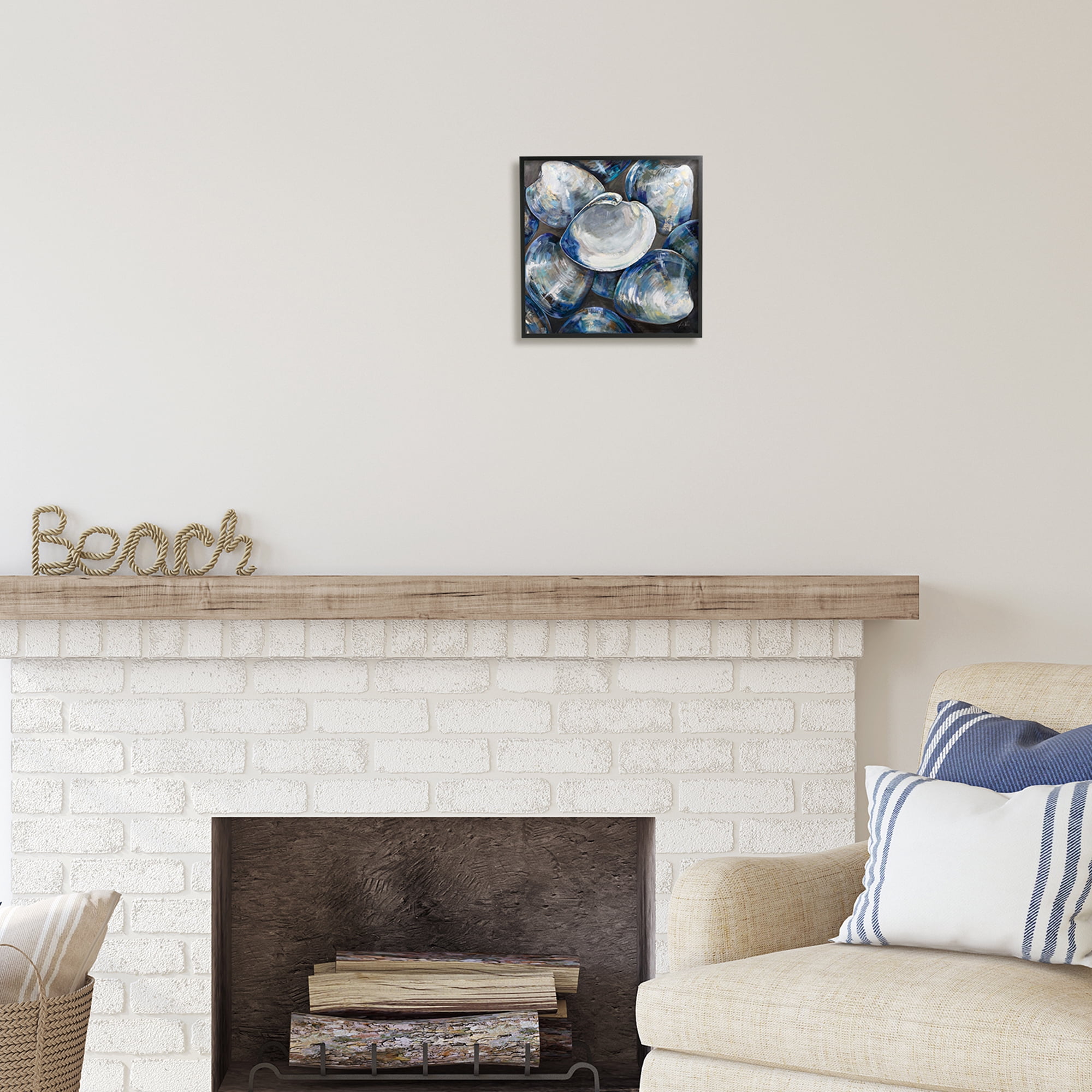 Stupell Industries Clam Shells Painting Animals & Insects Painting Black Framed Art Print Wall Art, 12 x 12