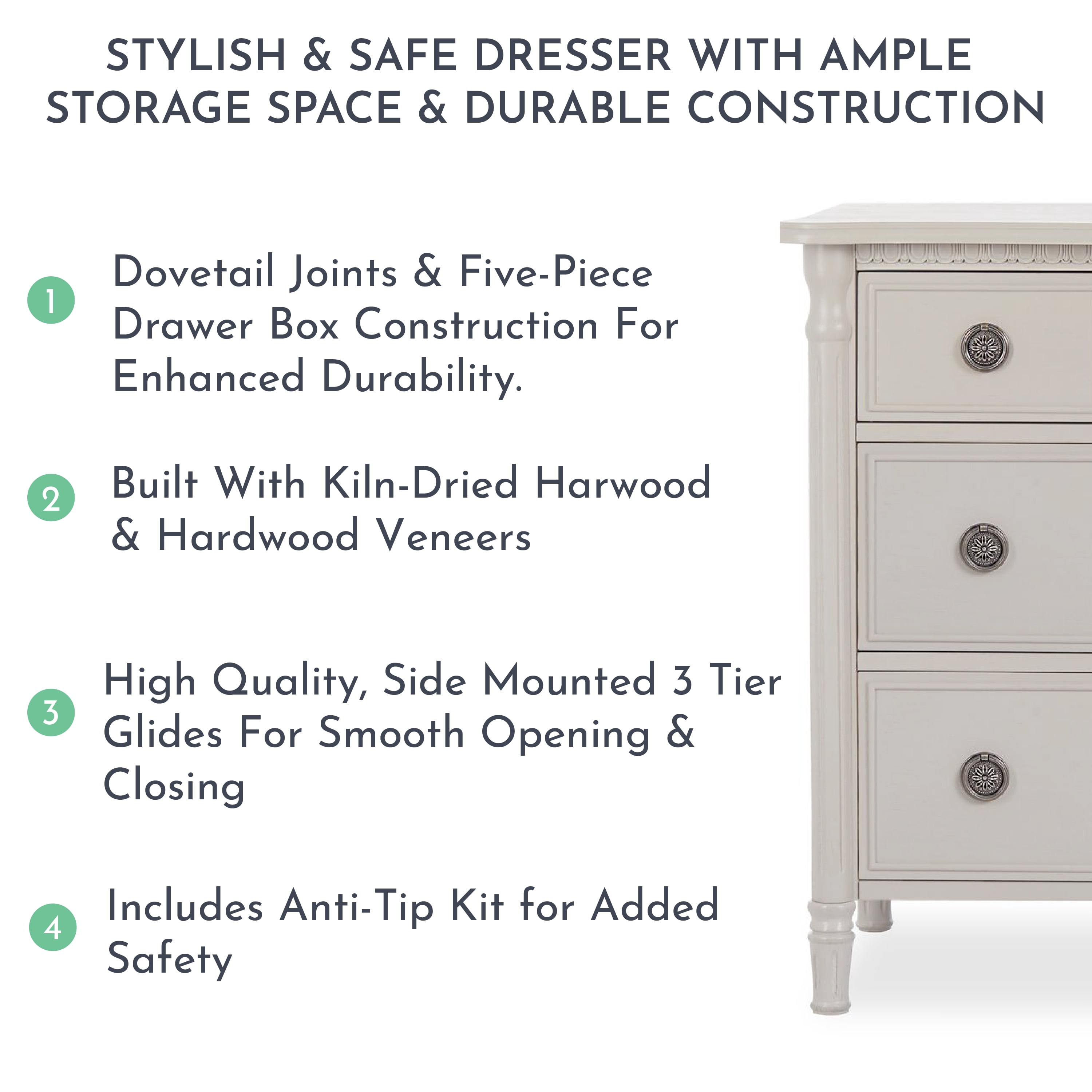 evolur Julienne Double Dresser - Cloud