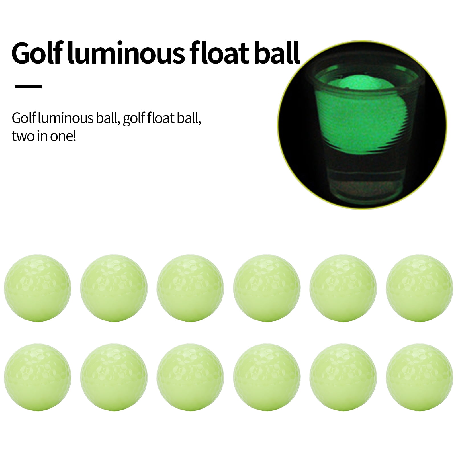 12Pcs Glow Golf Balls Luminous Night in The Dark for Sports