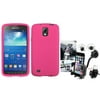 Insten Pink Silicone Skin Case+Car Mount Holder For Samsung Galaxy S4 Active i537 (2-in-1 Accessory Bundle)