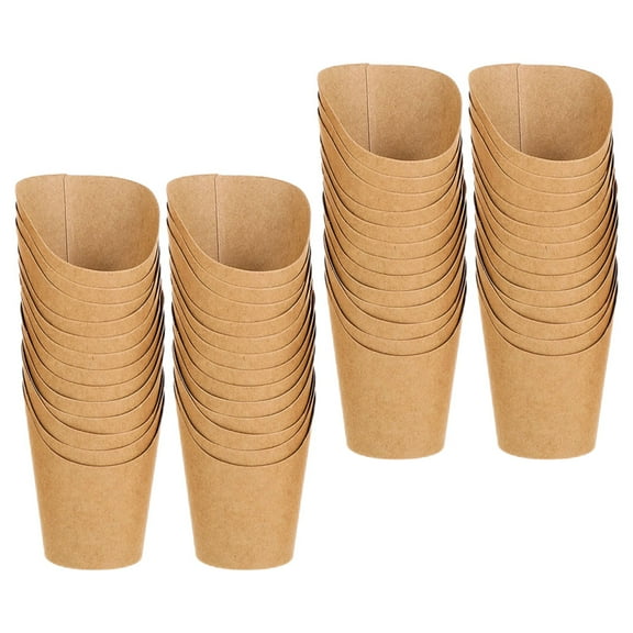 50 Pcs Ice Cream Cup Paper Cups Waffles Kraft Paper Food Containers Fruit Container Kraft Paper Snack Cups Snack Holder