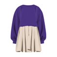 thumbnail image 4 of Womens Oversized Sweatshirt Dress Long Flowy Patchwork Pullover Tops Cute Drop Shoulder Sweatshirts Fall Long Sleeve Mini Dress Teen Girls Crewneck Solid Tunic Pleated Loose Clothing Beig, 4 of 4
