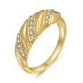thumbnail image 3 of Bangcool Croissant Ring Chunky Twisted Braided Rhinestones Dome Ring Signet Band Ring, 3 of 10