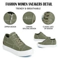 thumbnail image 4 of JENN ARDOR Women’s Wedge Sneakers Platform Heel Shoes Low Top Lace Up Fashion Canvas Shoes & Zipper, 4 of 7