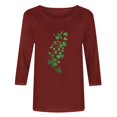 thumbnail image 4 of St. Patrick's Day Shirt for Women Cascading Glitter Clovers Graphic T-Shirt 3/4 Sleeve Crewneck Casual Soft Festival Apparel Charm Gift, 4 of 4