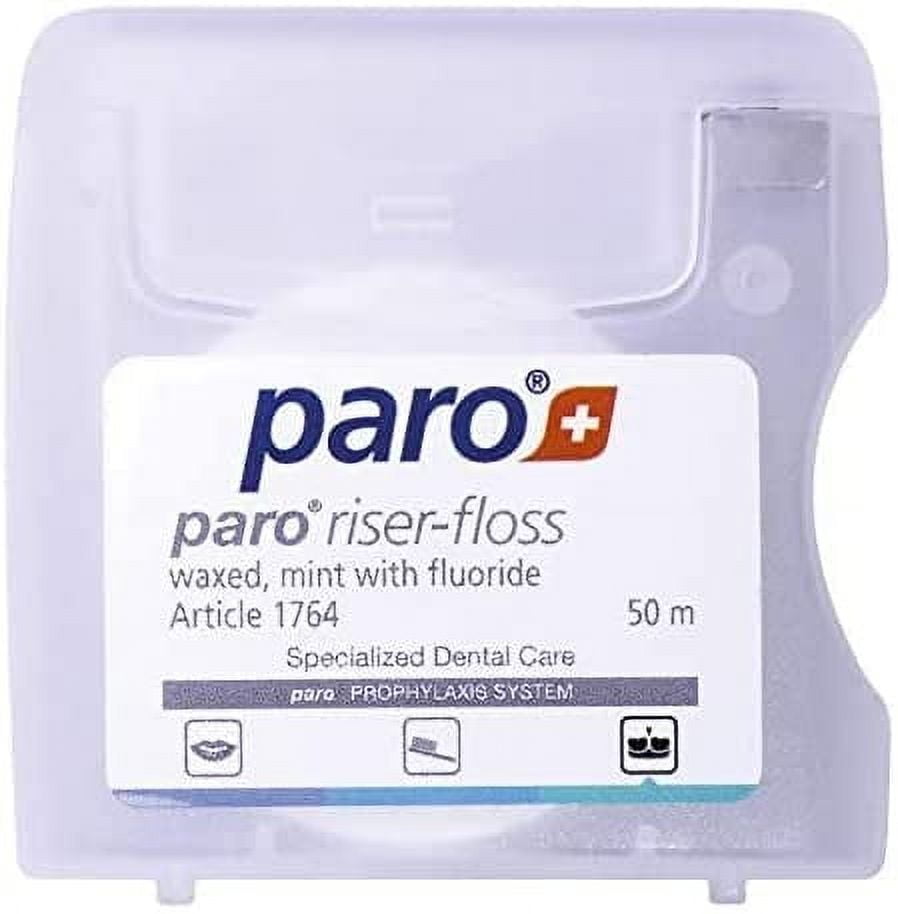 Paro Floss Holder and Paro Riser Floss Mint Waxed Fluoridated Floss 50M