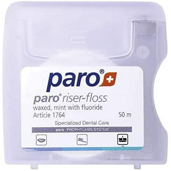 Paro Swiss Paro Riser Floss, Mint, Waxed, Fluoridated, 50 m - 6 Pack