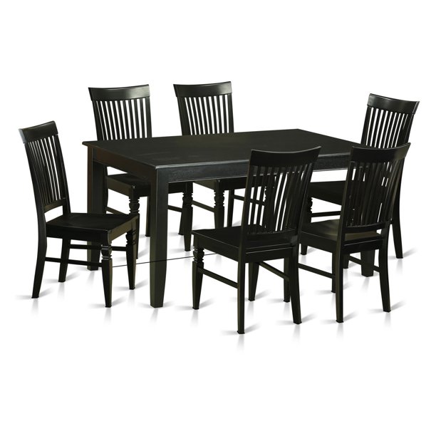 East West Furniture Dudley 7 Piece Rectangular Dining Table Set with Weston Wooden Chairs
