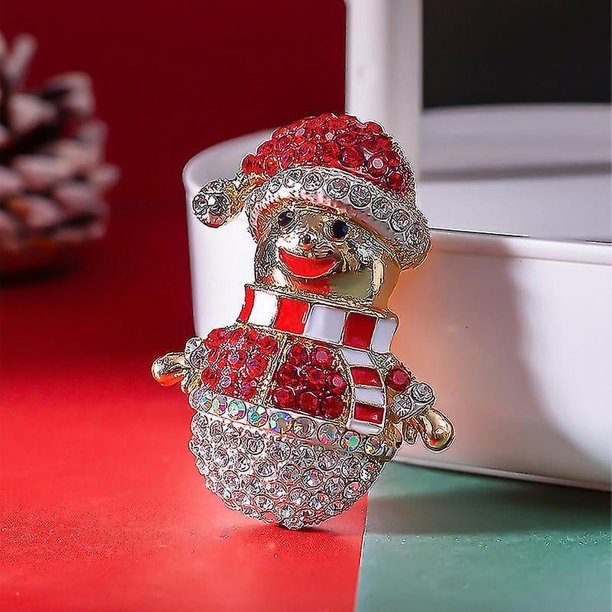 Broche de muñeco de nieve navideño YUANXCMXG con incrustaciones de diamantes de imitación