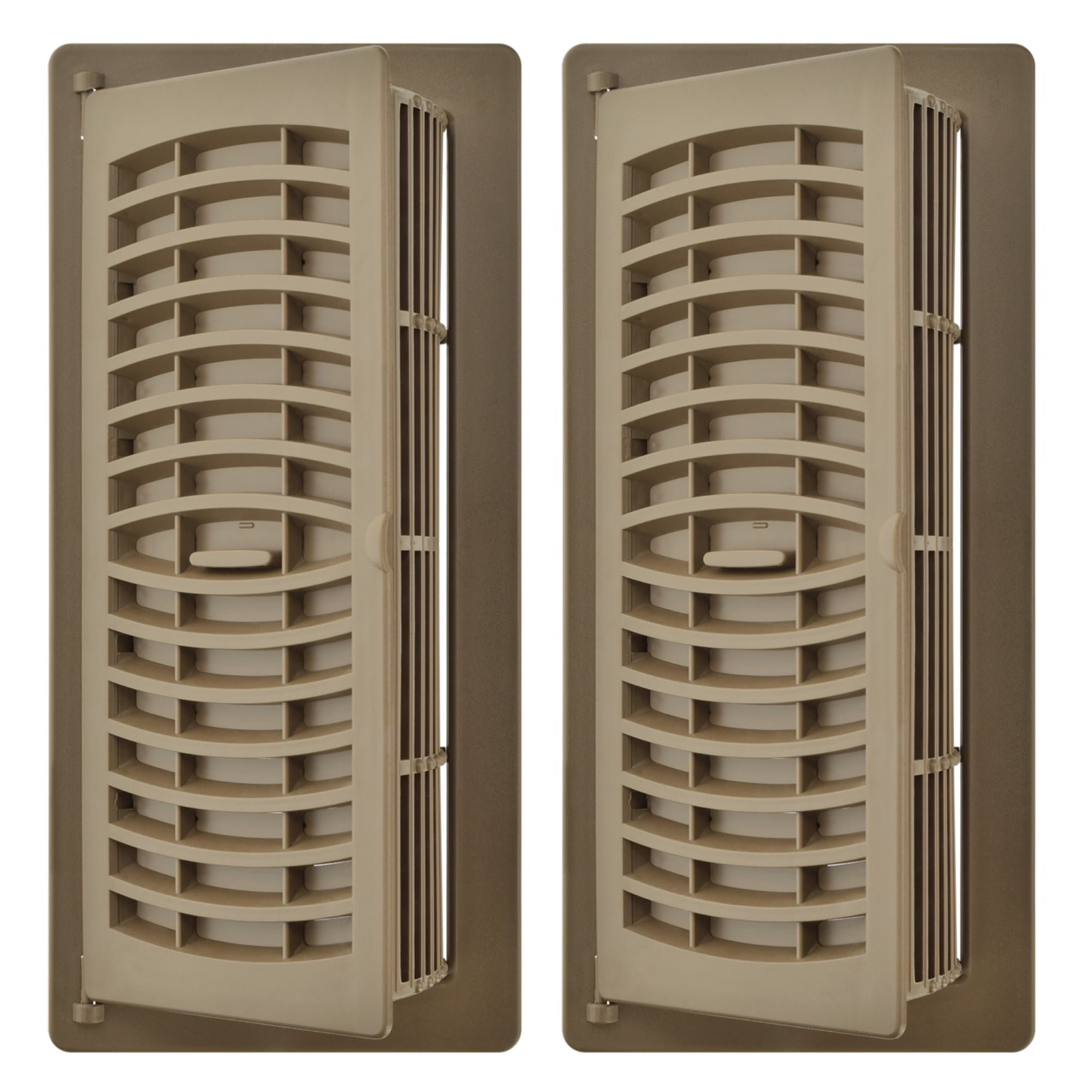 4in x 12in Plastic Rust Proof Tan Pop-Up Heating and Cooling Floor Register (2 PACK) - Overall Dimensions 5 1/4in x 13 1/4