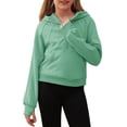 thumbnail image 4 of Girls Long Sleeve Half Zip Hoodie Sweatshirt with Kangaroo Pocket Soft Pullover Lightweight Top for Kids Teenagers, 4 of 5