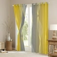 thumbnail image 3 of Gradient Yellow and Grey Curtains & Drapes 2 Panels 38"Wx54"L,Silver Foil Print Wave Striped Curtains Ombre 30%-50% Blackout Curtains,Abstract Art Room Decor Aesthetic, 3 of 6