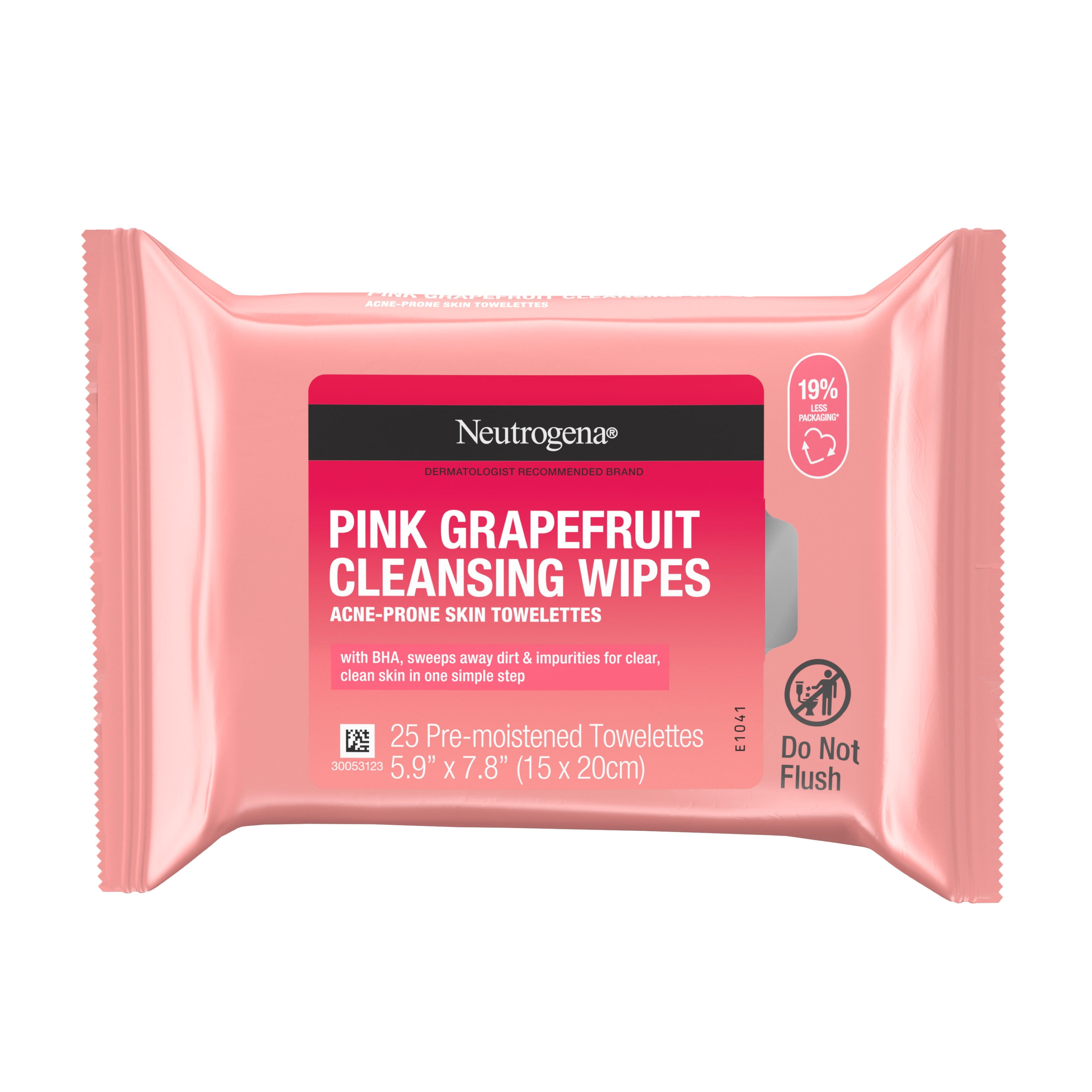 Neutrogena Oil-Free Facial Cleansing Wipes, Pink Grapefruit, 25 ct