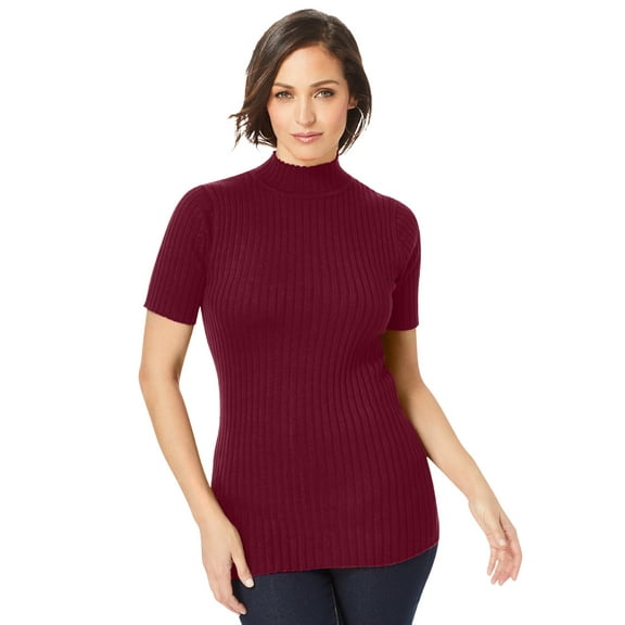 Jessica London Women's Plus Size Rib Mockneck Sweater