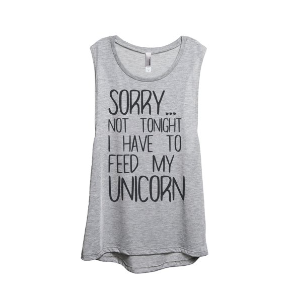 Thread Tank I Have To Feed My Unicorn Women's Sleeveless Muscle Tank Top Sport Grey Small