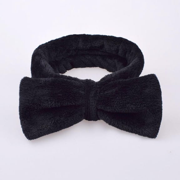 Gymayou Spa Headband for Washing Face Makeup Headband Bow Tie Hair Band for Cosmestic Facial Sports Yoga Black