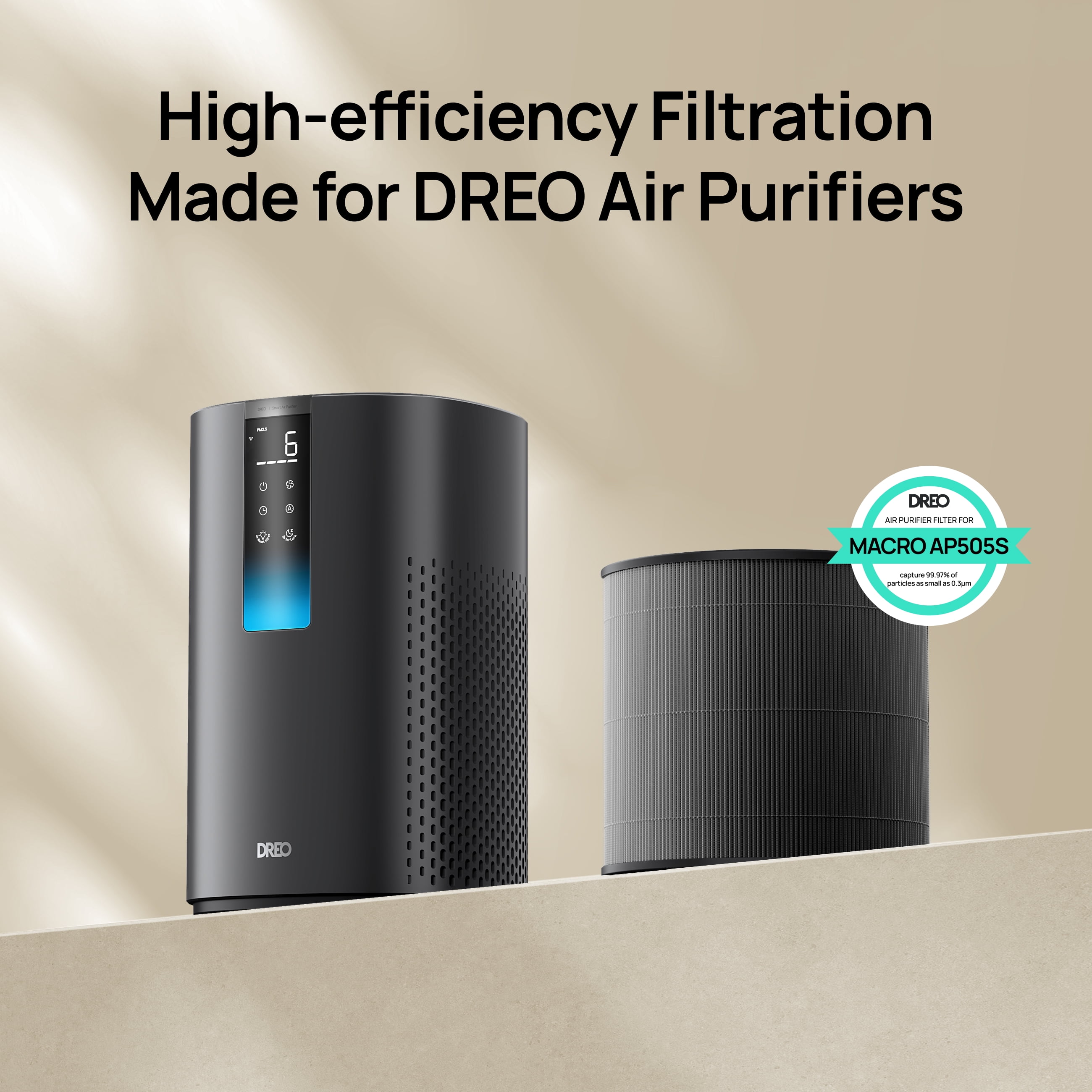 DREO Air Purifier Replacement Filter for DR-HAP005S Black, 1 pack