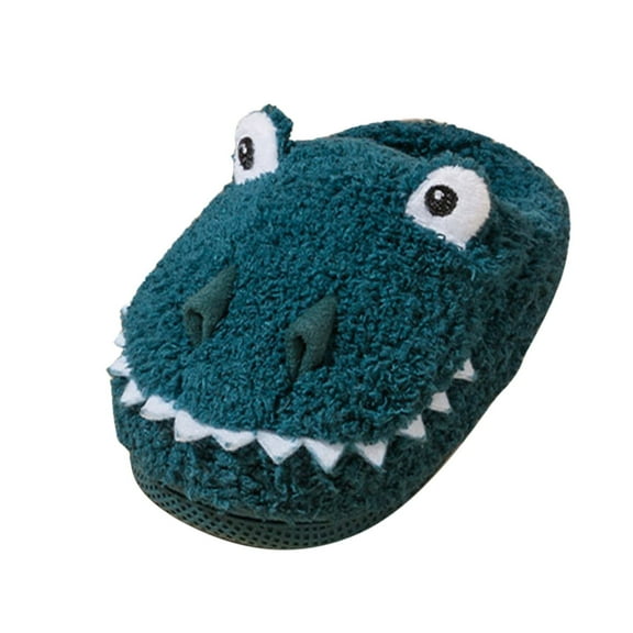 Otqutp Children Solid Color Slippers Fashion Cute Autumn and Winter Boys and Girls Slippers Flat Bottom Lightweight Soft and Comfortable Warm Solid Color Cute Animal Shape(Blue,3.5-4 Years)