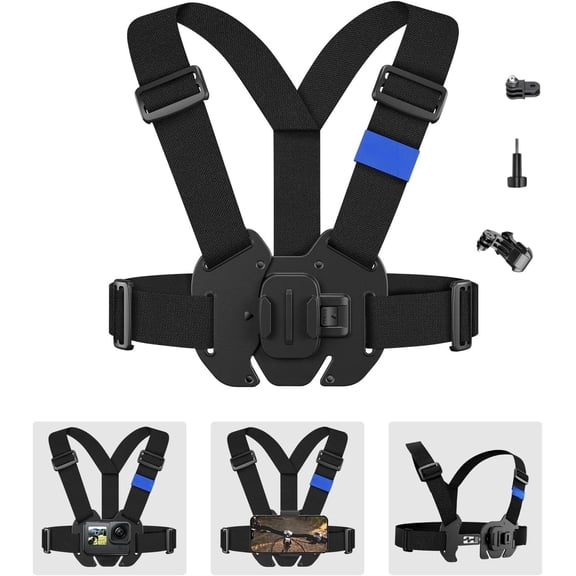 Chest Harness Mount for Insta360 X3, Bodycam Phone Belt Holder, Adjustable POV Camera Strap, Compatible with Hero 13/12/11 iPhone Action Camera for Vlog