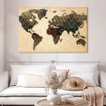 thumbnail image 2 of Elephant Stock Unique World Map Wall Art - Horizontal Canvas Wall Art - Living Room Wall Decor - Map Canvas - Brown And Green Decor - 51" x 34", 2 of 8
